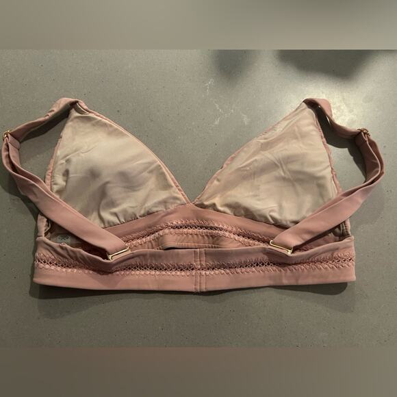 Pilyq pink stitched Ellie banded triangle bikini top sz large - Picture 7 of 9